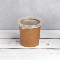 Контейнер паперовий суповий з кришкою РР 360 мл d-90 мм h-90 мм КРАФТ