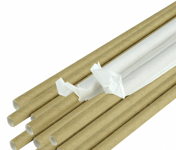 Трубочки паперові d=6 мм L=200 мм 50 шт крафт в індив.папер.упак.