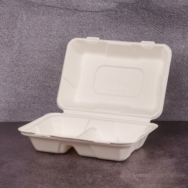 Ланч-бокс двосекційний БІО 230*159*80 мм з цукрової тростини 50 шт