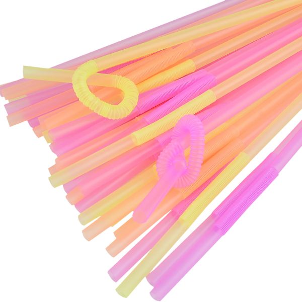 Трубочки з гофрой довгою d-6 мм L-260 мм Артистик люмінісцентні 100 шт