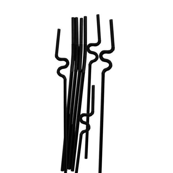 Трубочки з гофрой довгою d-6 мм L-260 мм Артистик чорні 100 шт