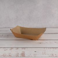 Тарілка човник картонна 170*100*40 мм з ламінацією КРАФТ 100 шт