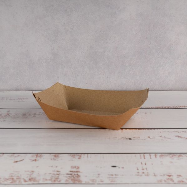 Тарілка човник картонна 170*100*40 мм з ламінацією КРАФТ 100 шт