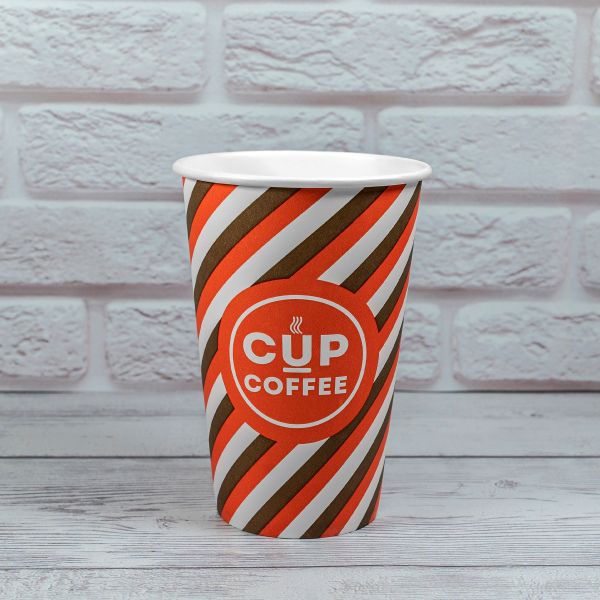 Стакан паперовий 340 мл CUP COFFEE BROWN