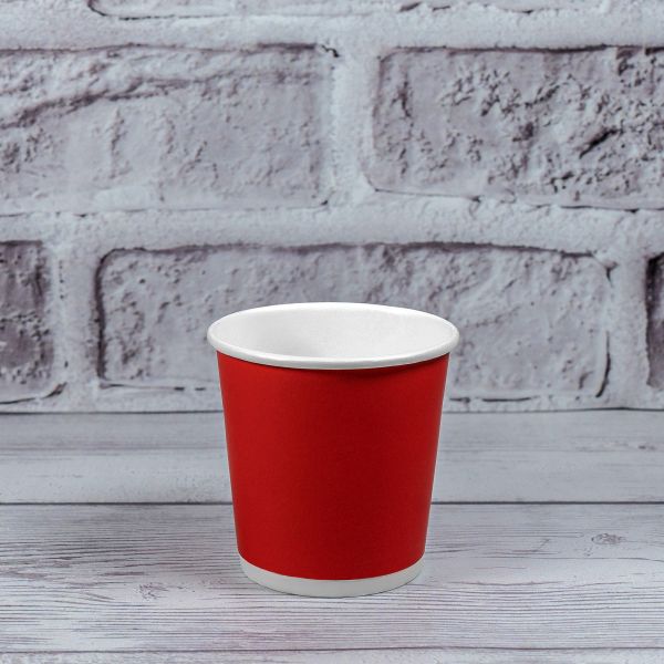 Стакан паперовий двошаровий 110 мл Soft touch RED