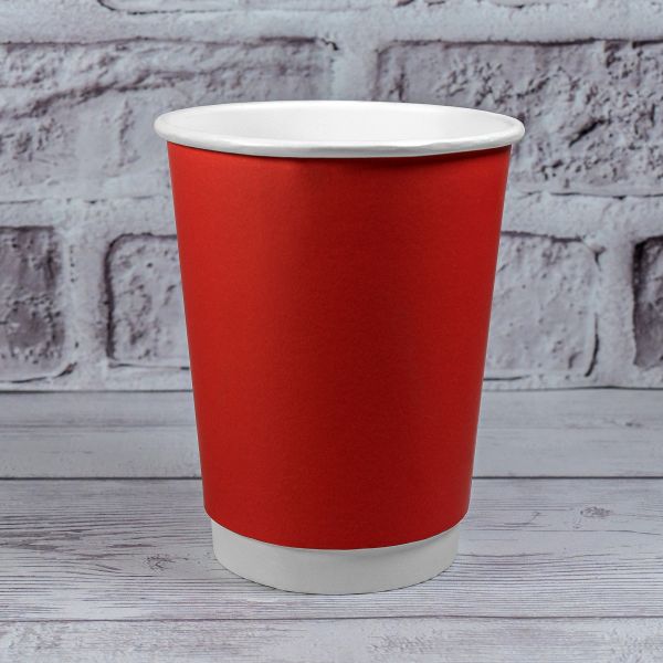 Стакан паперовий двошаровий 400 мл Soft touch RED