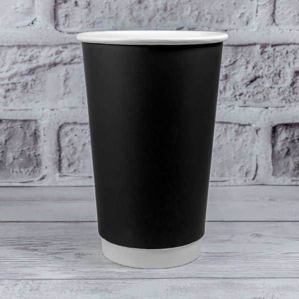 Стакан паперовий двошаровий 500 мл Soft touch BLACK