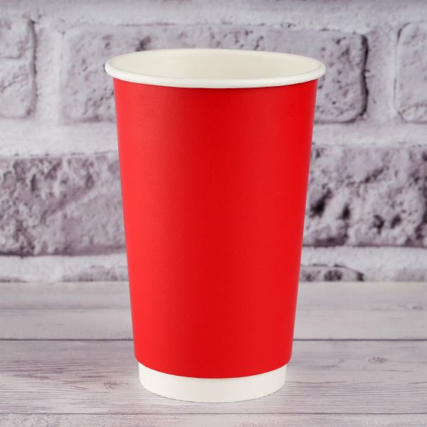 Стакан паперовий двошаровий 500 мл Soft touch RED