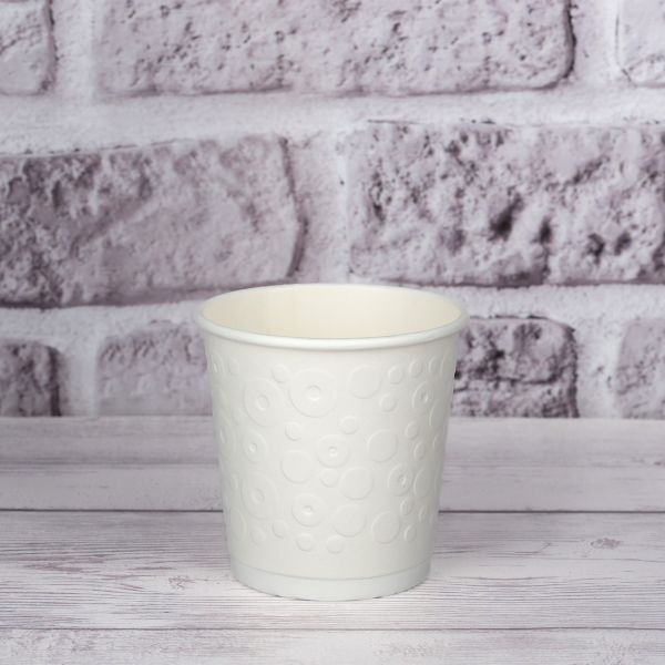 Стакан паперовий двошаровий з тисненням Bubbles White 180 мл