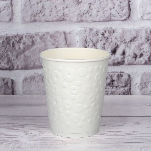 Стакан паперовий двошаровий з тисненням Bubbles White 270 мл