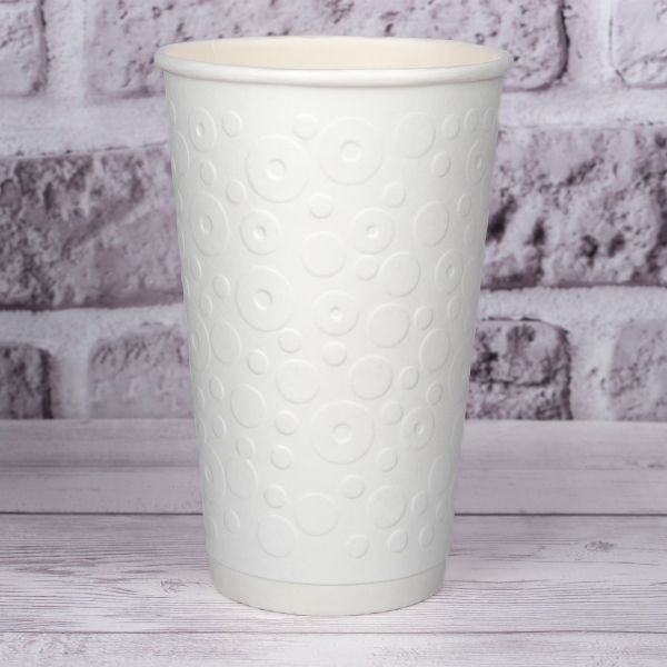 Стакан паперовий двошаровий з тисненням Bubbles White 500 мл