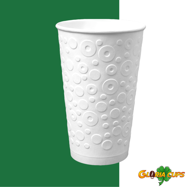 Стакан паперовий двошаровий з тисненням Bubbles White 500 мл