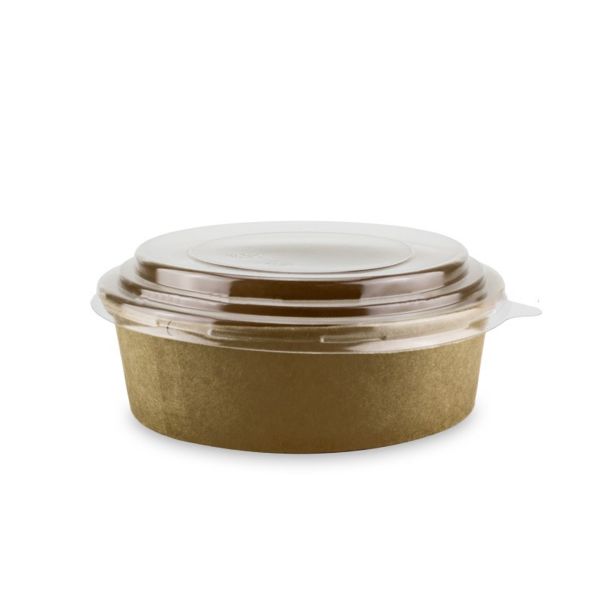 Контейнер паперовий для салату з кришкою РЕТ 500 мл d-145 мм h-45 мм КРАФТ