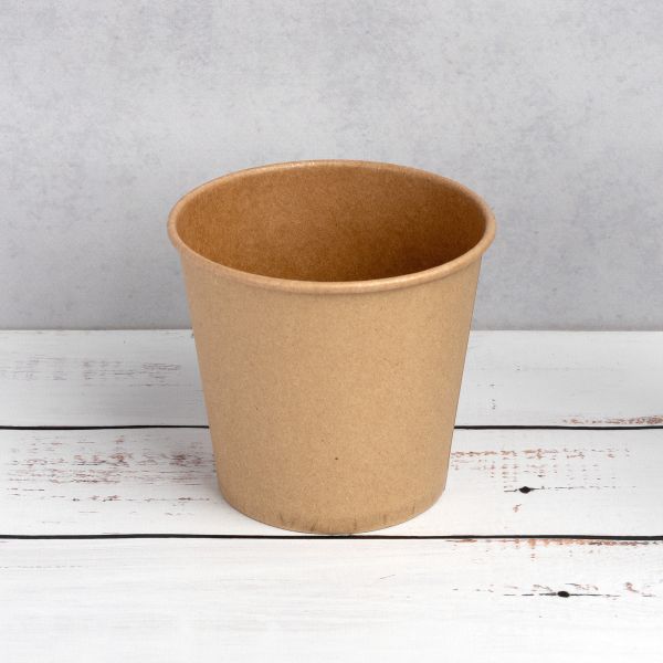 Контейнер паперовий суповий з кришкою РР 600 мл d-112 мм h-112 мм КРАФТ