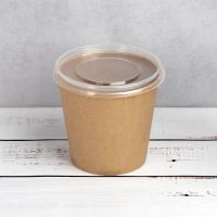 Контейнер паперовий суповий з кришкою РР 600 мл d-112 мм h-112 мм КРАФТ