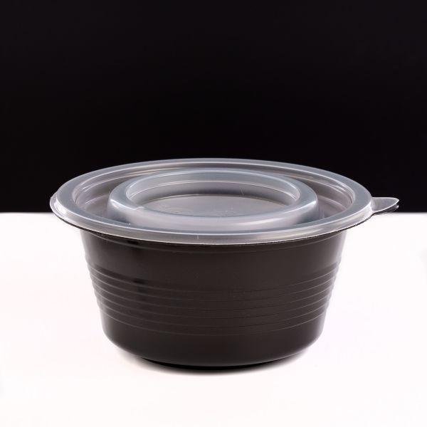 Контейнер з кришкою РР 500 мл d-142 мм h-70 мм ЧОРНИЙ