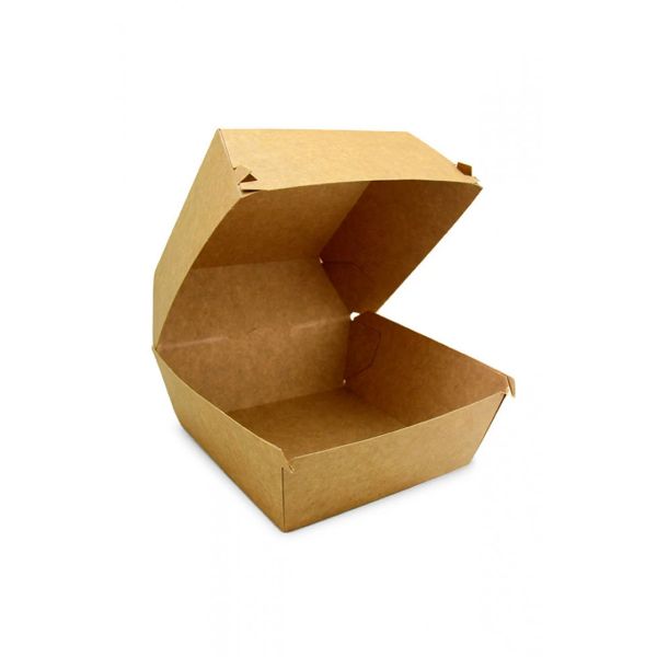 Упаковка картонна для гамбургера та бургера зібрана 95*95*75 мм КРАФТ