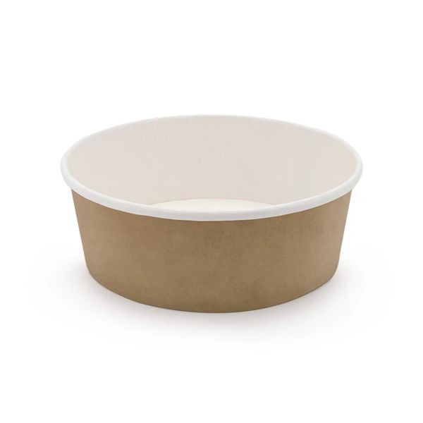 Контейнер паперовий для салату 1000 мл d-187 мм h-53 мм 2РЕ КРАФТ/БІЛИЙ