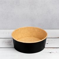 Контейнер паперовий для салату 550 мл d-142 мм h-53 мм ЧОРНИЙ/КРАФТ