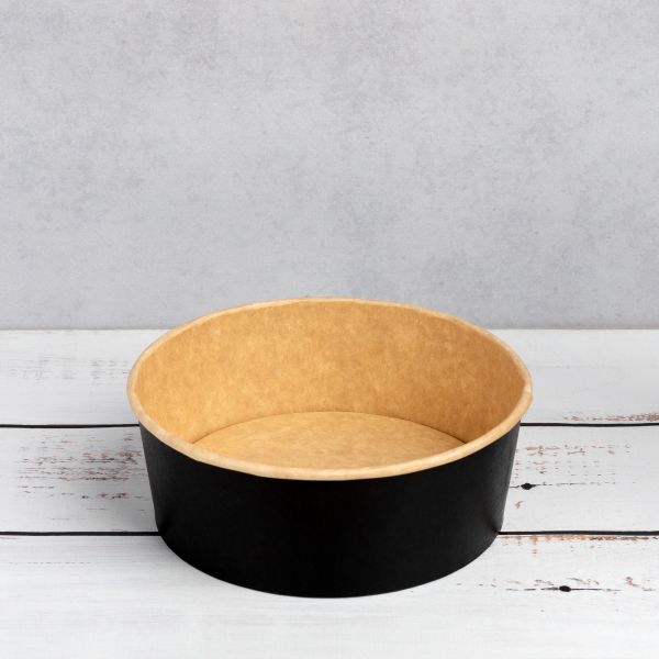 Контейнер паперовий для салату 550 мл d-142 мм h-53 мм ЧОРНИЙ/КРАФТ