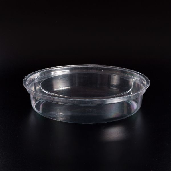 Контейнер круглий з кришкою PS d-178 мм h-38 мм 600 мл ПРОЗОРИЙ