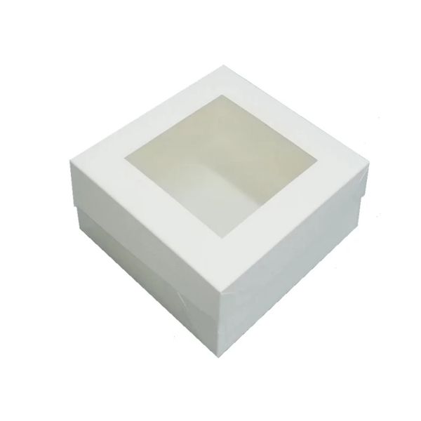 Коробка кортонна для тістечок з віконцем 170*170*90 мм БІЛА