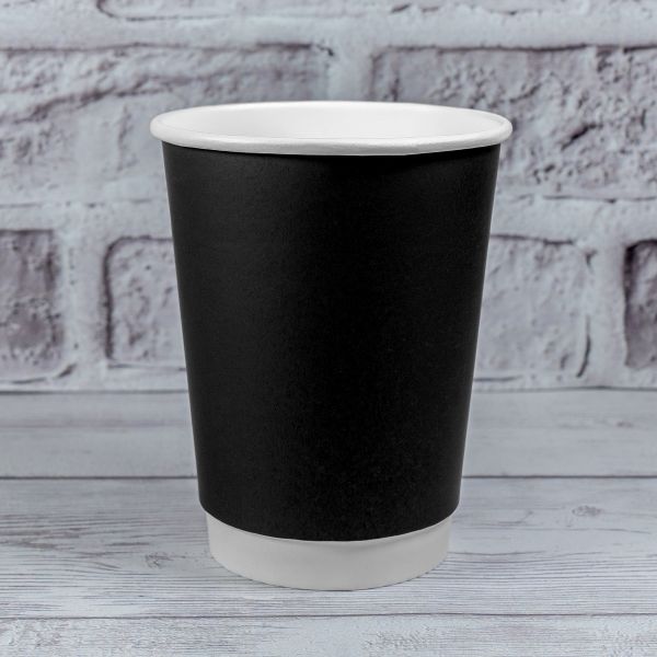 Стакан паперовий двошаровий 400 мл Soft touch BLACK