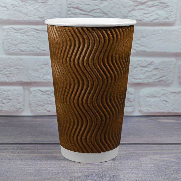 Гофростакан Ripple Wave Chocolate 500 мл 16oz