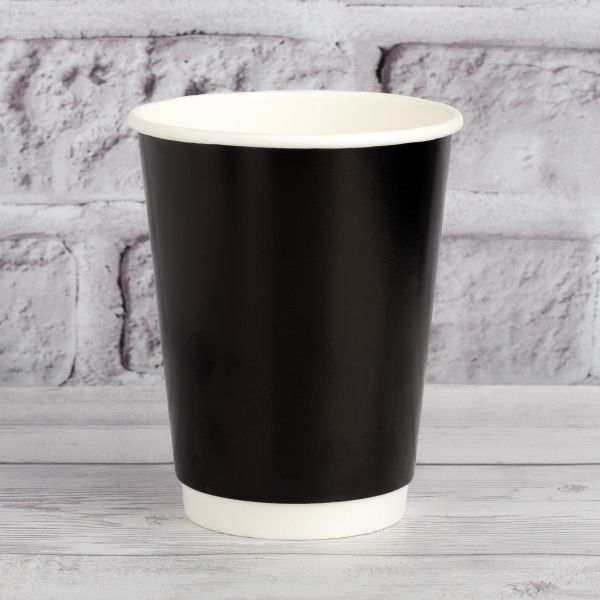 Стакан паперовий двошаровий чорний 400 мл