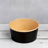 Контейнер паперовий для салату 750 мл d-145 мм h-67 мм ЧОРНИЙ/КРАФТ