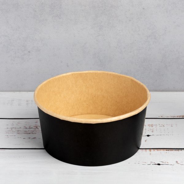 Контейнер паперовий для салату 750 мл d-145 мм h-67 мм ЧОРНИЙ/КРАФТ