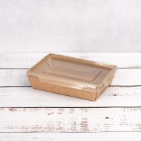 Контейнер паперовий з кришкою РЕТ 500 мл 135*85*40 мм КРАФТ