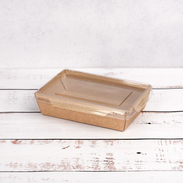 Контейнер паперовий з кришкою РЕТ 500 мл 135*85*40 мм КРАФТ