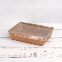 Контейнер паперовий з кришкою РЕТ 750 мл 150*100*45 мм КРАФТ