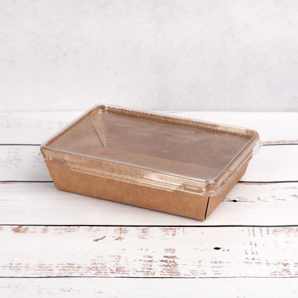 Контейнер паперовий з кришкою РЕТ 750 мл 150*100*45 мм КРАФТ