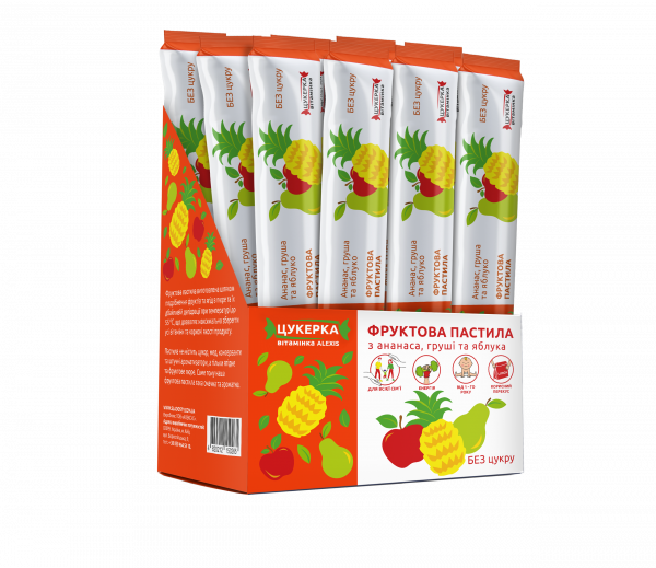 Фруктова пастила Ананас, груша та яблуко 15 гр