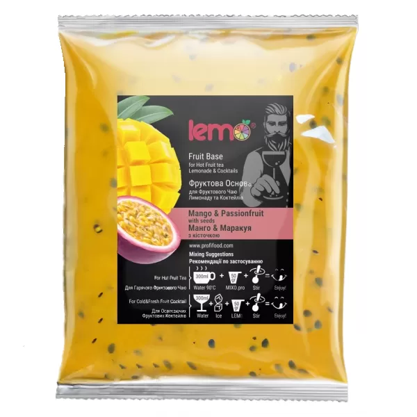 Концентрат для лимонаду та чаю LEMO Манго-Маракуя з кісточкою 1 кг