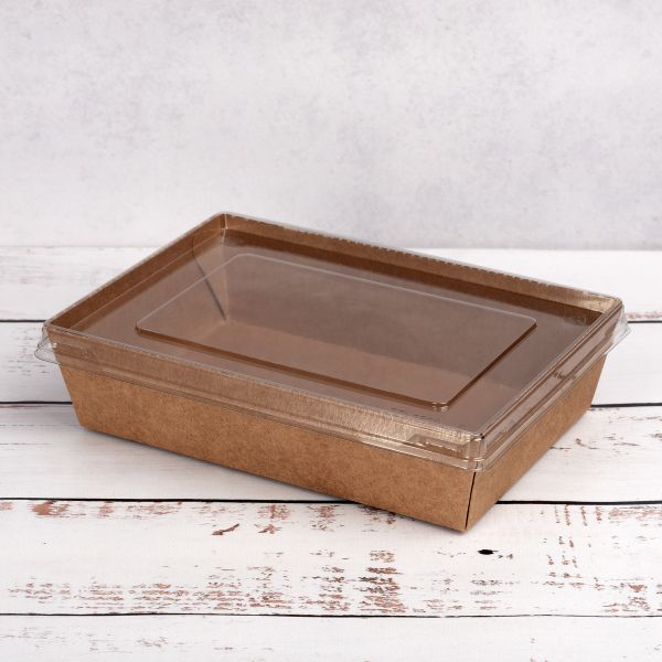 Контейнер паперовий з кришкою РЕТ 1200 мл 180*120*50 мм КРАФТ