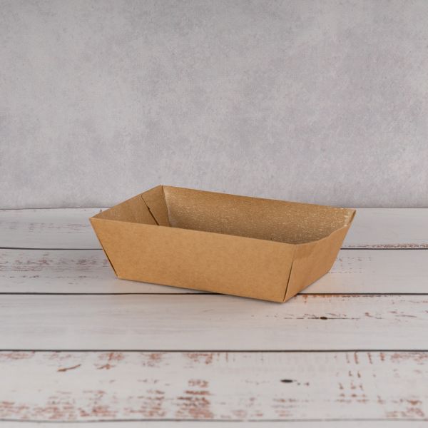 Тарілка човник картонна 145*100*40 мм з ламінацією КРАФТ 100 шт