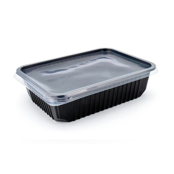 Контейнер прямокутний з кришкою РР 750 мл 180*130*47 мм ЧОРНИЙ