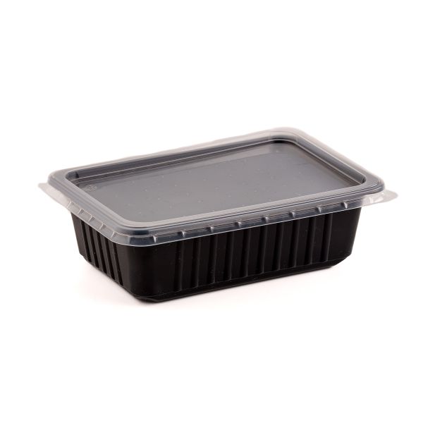 Контейнер прямокутний з кришкою РР 750 мл 180*130*47 мм ЧОРНИЙ