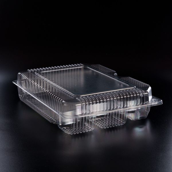 Контейнер з кришкою для суші/солодощів та холодних страв 4 відділення 1065 мл ПРОЗОРИЙ