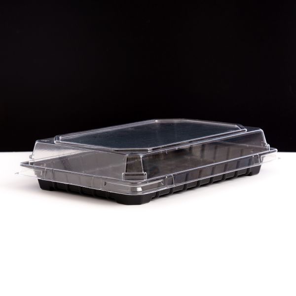 Контейнер з кришкою для суші/солодощів та холодних страв 500+600 мл ЧОРНИЙ