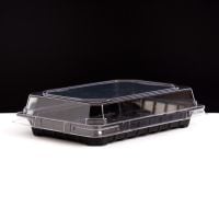 Контейнер з кришкою для суші/солодощів та холодних страв 430+340 мл ЧОРНИЙ