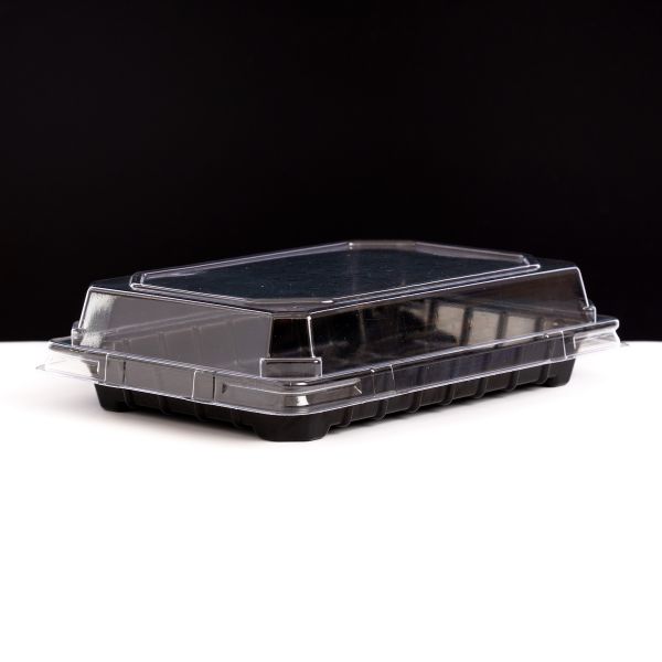 Контейнер з кришкою для суші/солодощів та холодних страв 430+340 мл ЧОРНИЙ