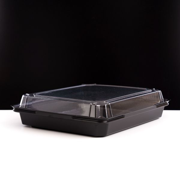 Контейнер з кришкою для суші/солодощів та холодних страв 1350+1250 мл ЧОРНИЙ