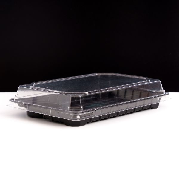 Контейнер з кришкою д/суші з відділенням д/соусника 500+600 мл ЧОРНИЙ