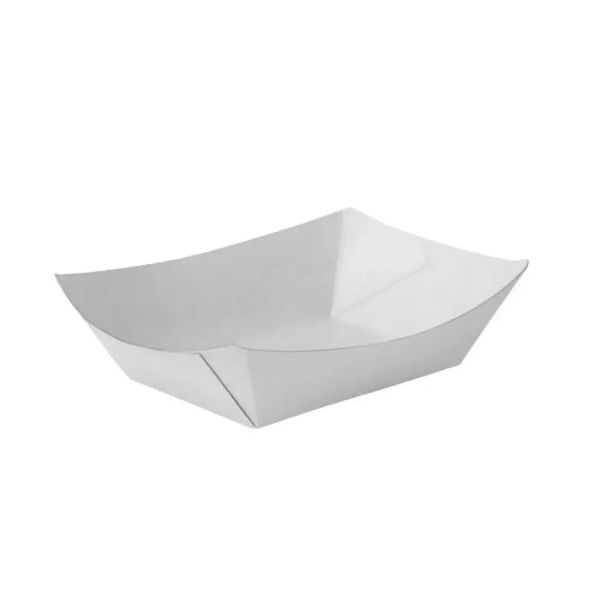 Тарілка човник картонна 145*100*40 мм з ламінацією БІЛА 100 шт