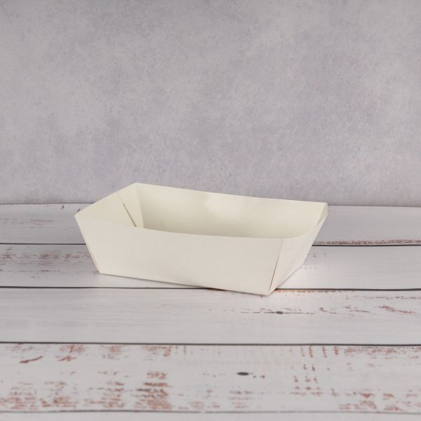 Тарілка човник картонна 145*100*40 мм з ламінацією БІЛА 100 шт