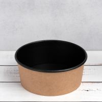 Контейнер паперовий для салату 1000 мл d-165 мм h-70 мм КРАФТ/ЧОРНИЙ